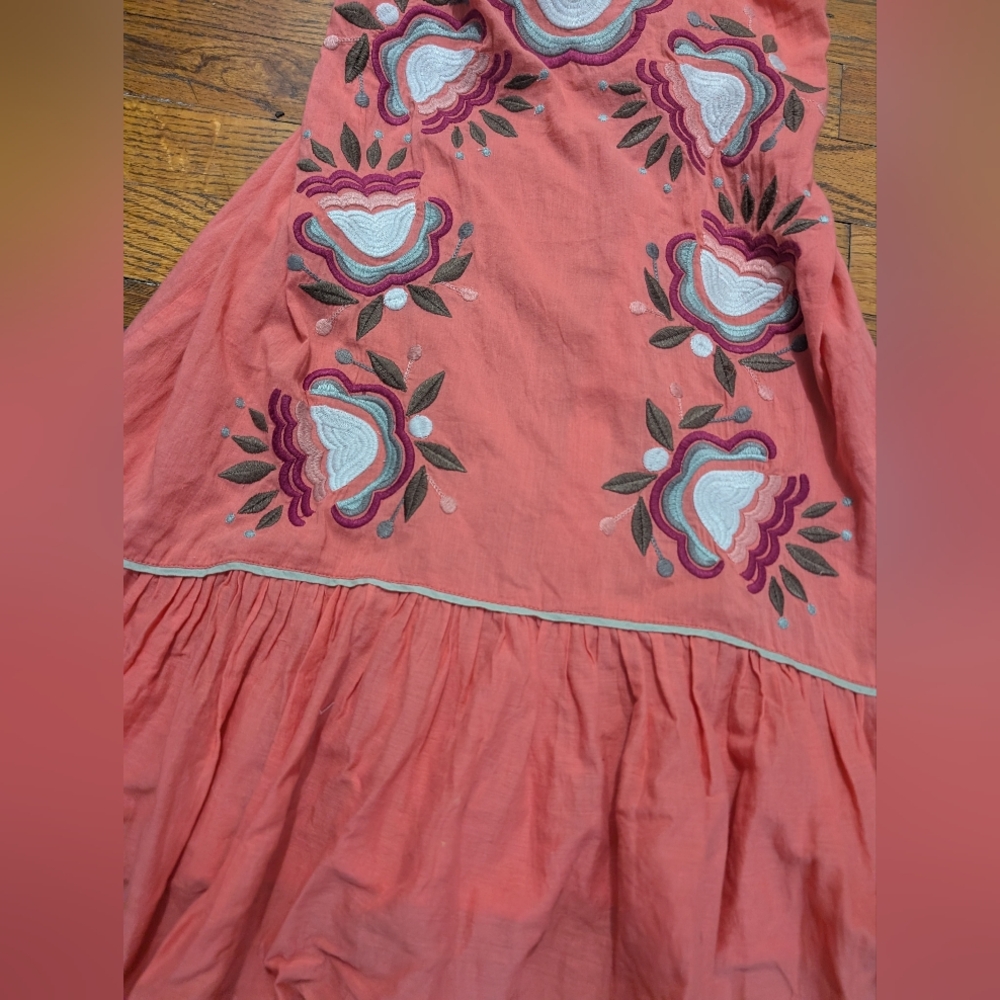 Anthropologie Lilka Pink Embroidered Sleeveless Ruffle Sundress XS - Picture 3 of 5